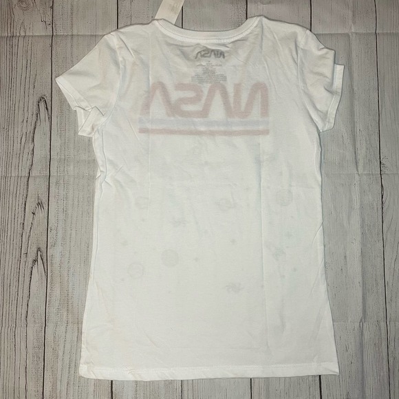 NWT Youth Girls NASA Red White Blue Short Sleeve Tshirt Stars Planets Rockets - Picture 3 of 3
